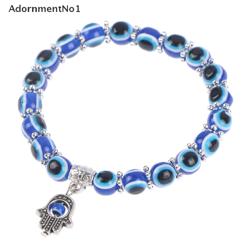 (AdornmentNo1) 2021 Gelang Tangan Manik-Manik Kaca Motif Mata Iblis Biru Untuk Perhiasan Pria / Wanita