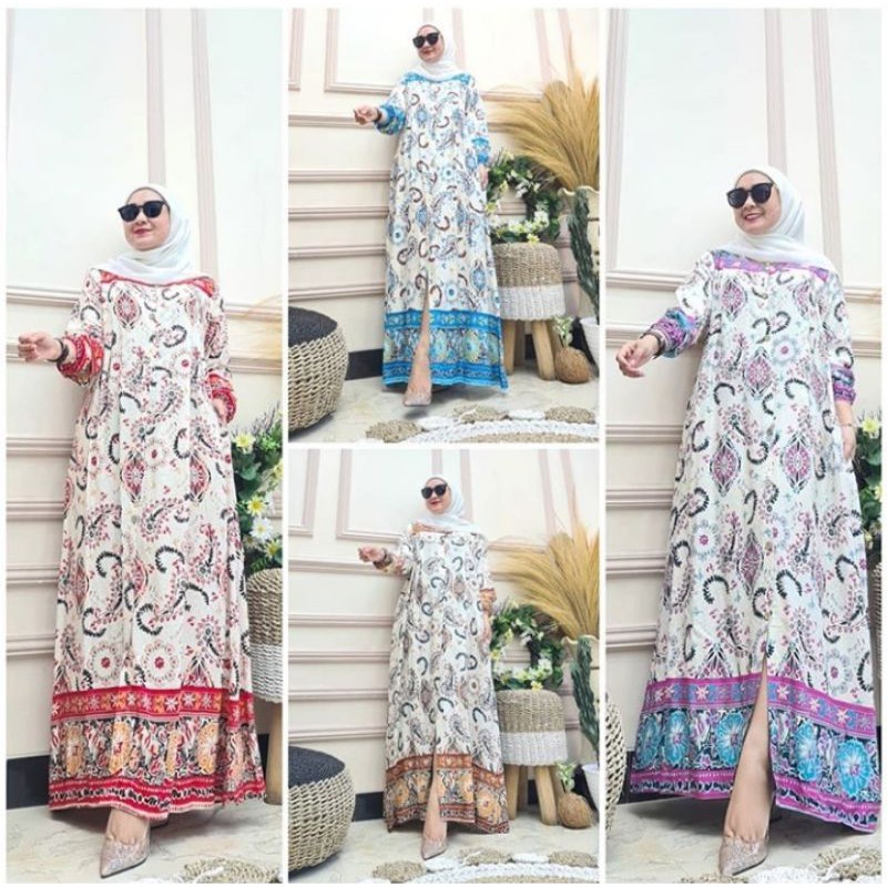 MAXY DRESS BUSUI KANCING / GAMIS BUSUI MOTIF / HOME DRESS / GAMIS KATUN / HOMEDRESS RAYON