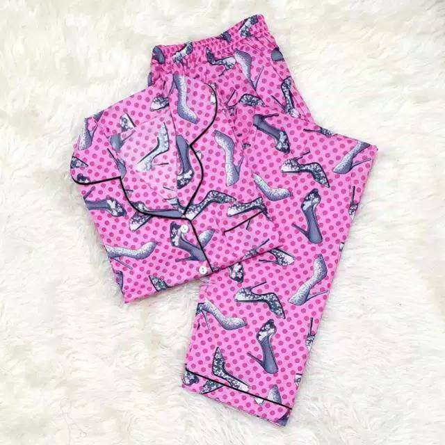Piyama dewasa motif shoes pink varian cp,pp