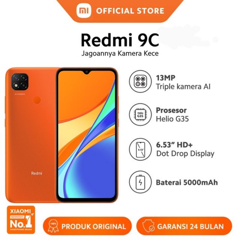 redmi 9c ram 3/32 & 4/64 Garansi resmi New-orange