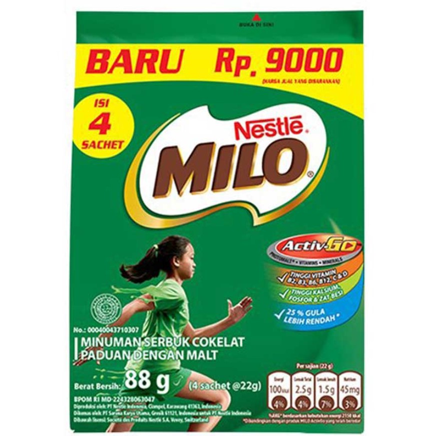 

PROMO Milo Bag Isi 4 Sachet 4x22g Bubuk Coklat