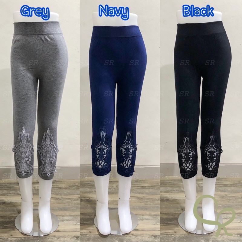 NEW✨ CELANA LEGGING 7/8 PENDEK WANITA KOMBINASI BRUKAT CANTIK PREMIUM IMPORT GROSIR ECER