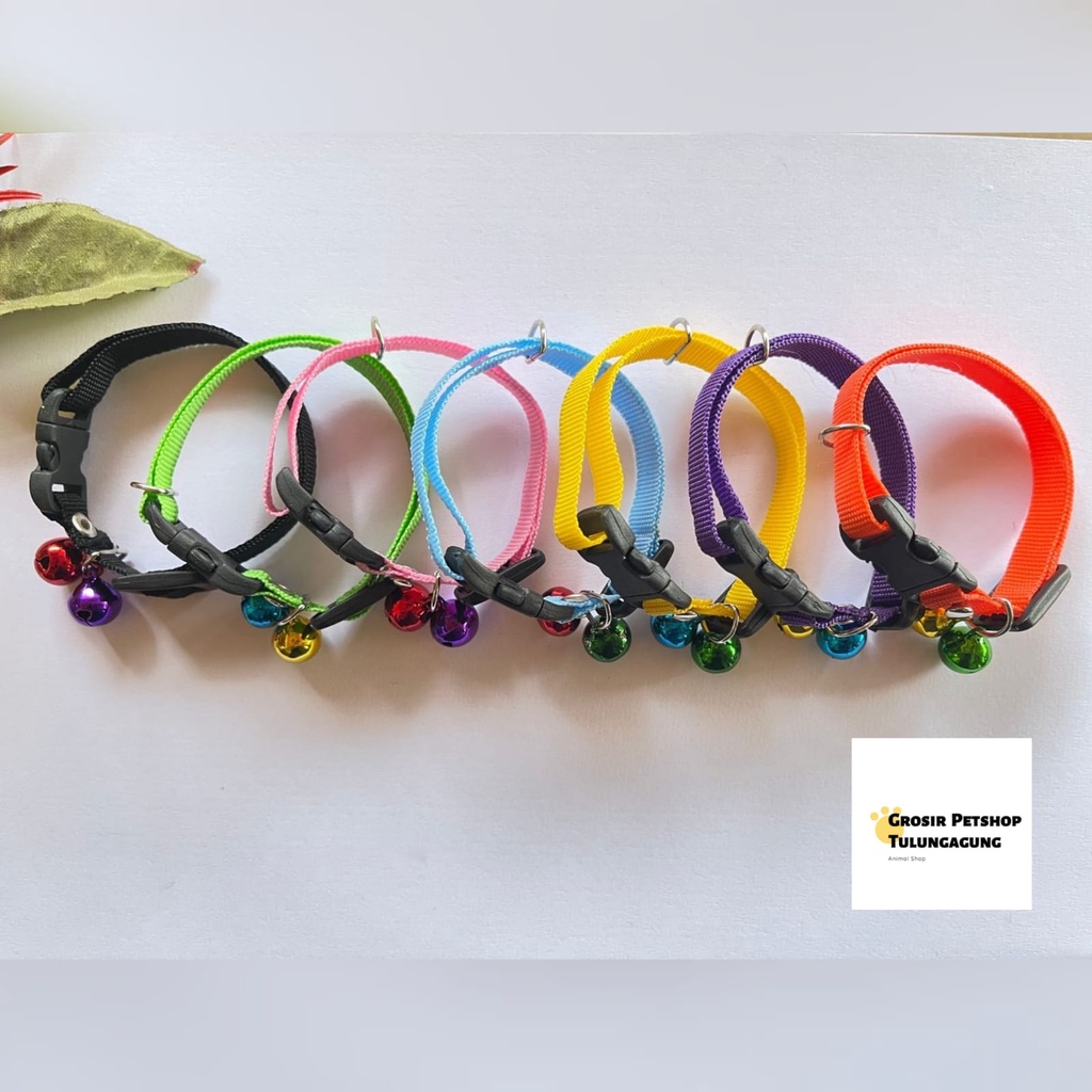 Kalung kucing 2 lonceng Polos 10ml bahan tebal