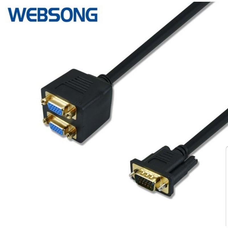 Kabel VGA Male to 2VGA Female Gold 3+6 Full HD 1080P Websong