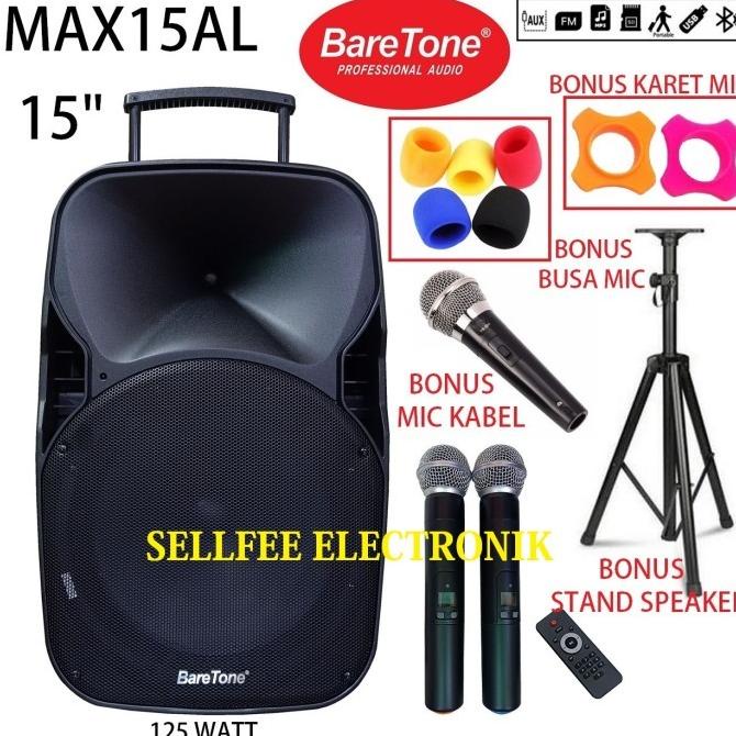 Baretone Max15Al Speaker Portable 15 Inch Usb Mp3 Bluetooth Omeriamart