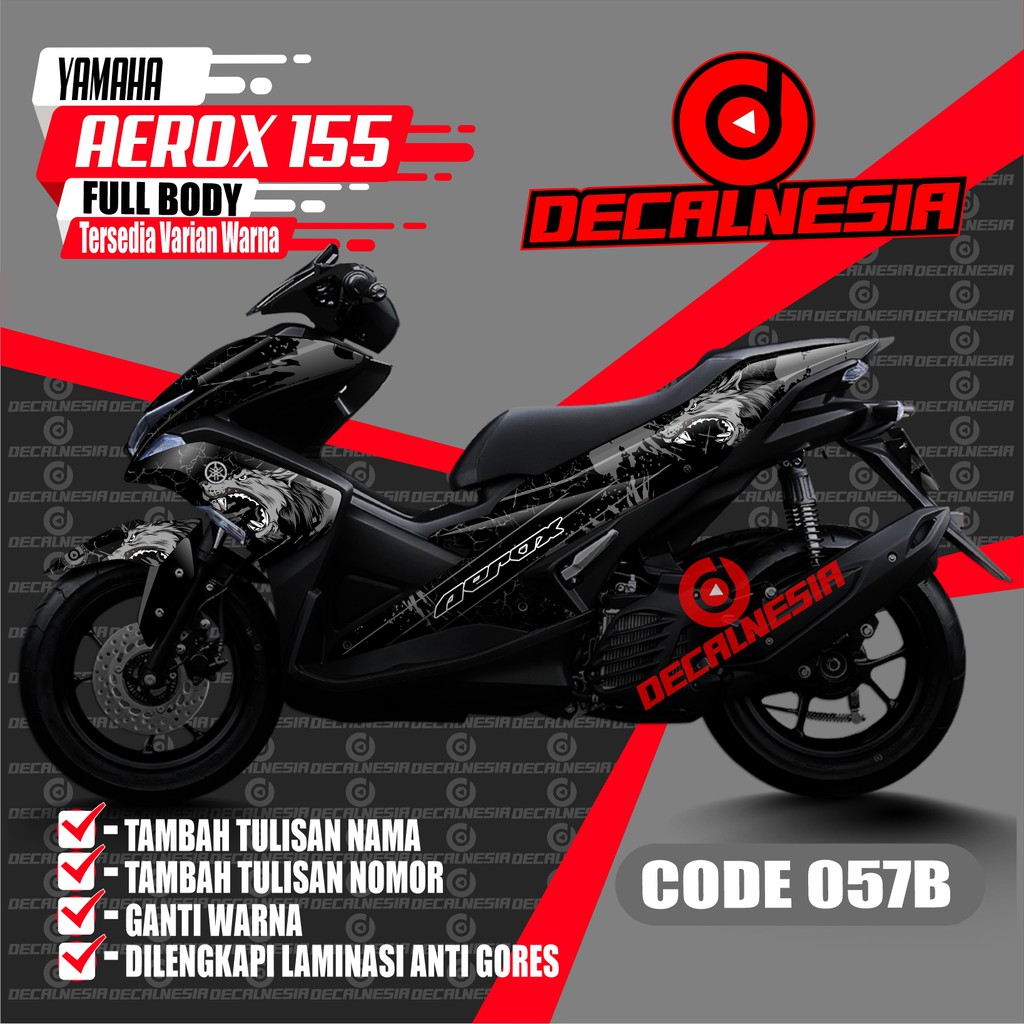 Decal Stiker Motor Yamaha Aerox 155 Modifikasi RoadRace Variasi Aksesoris Wolf Full Body Shopee Indonesia
