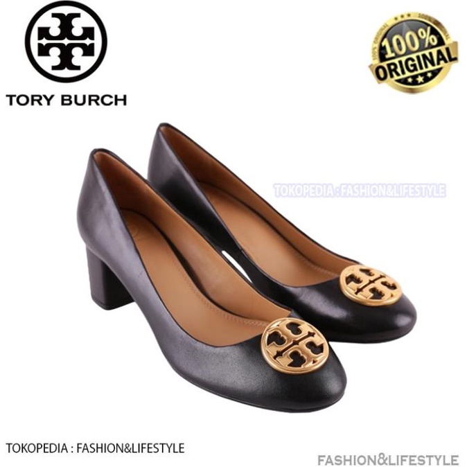 Tory Burch Shoes Janey Pump Shoes Wedges Black Leather Original 100%