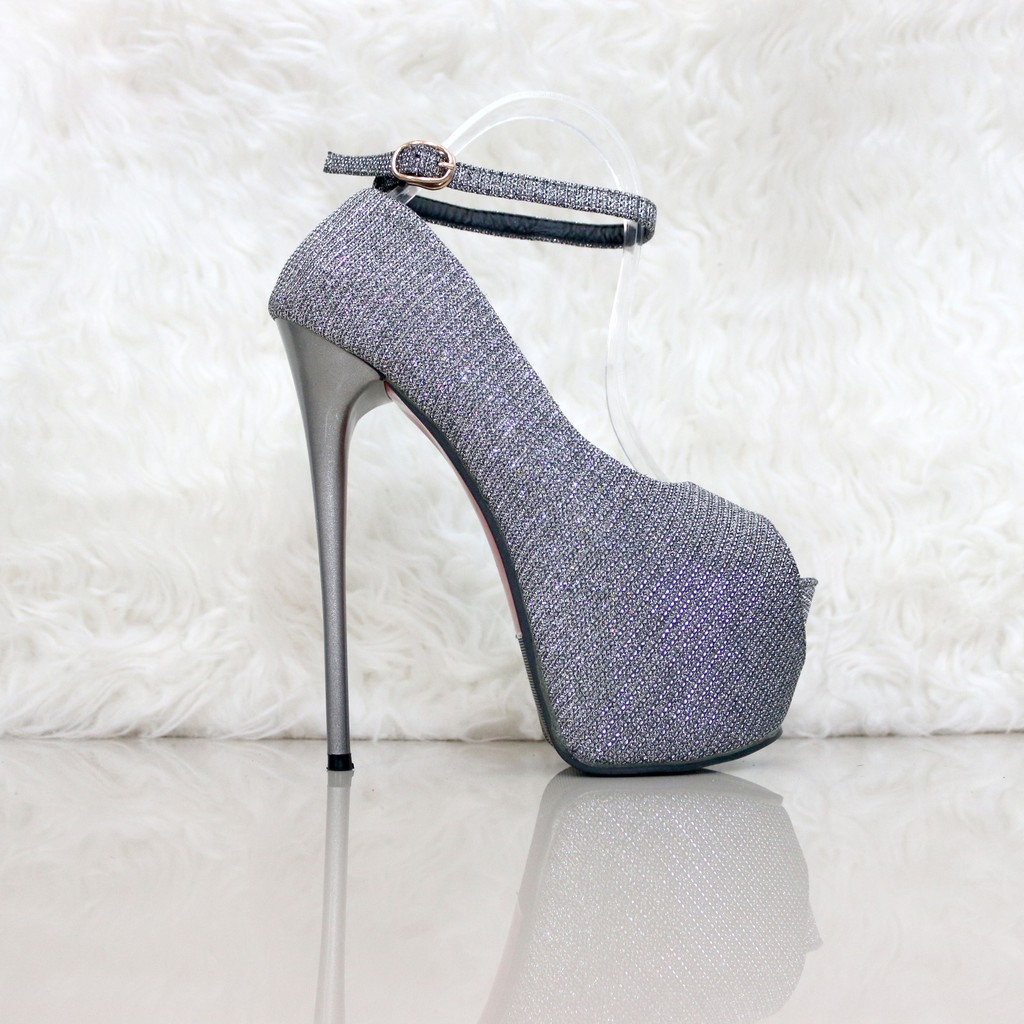 YKshoes 1039 high heels 17cm 17 cm shoes import sepatu wanita peep toe bartier silver gold grey hita-5