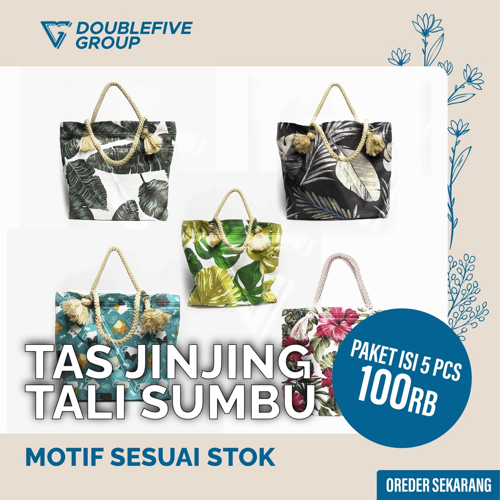 Tas Wanita Terbaru 2022 Tas Jinjing Viral Tali Sumbu Tas Slempang Kanvas Motif Dalam Furing PAKET HEMAT 100 Ribu Dapat 5 Pcs - Tote bag