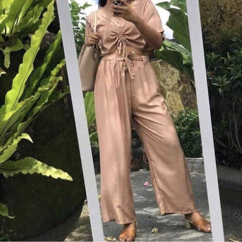 ONE SET KOREA ATASAN SERUT POLOS & POLKADOT