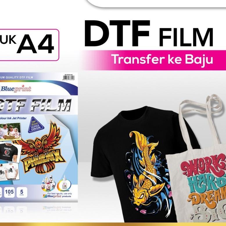 

11.11 BIG SALE FASION Kertas Transfer Film DTF BLUEPRINT / Digital Transfer Film PET - A4 isi 5 lemb