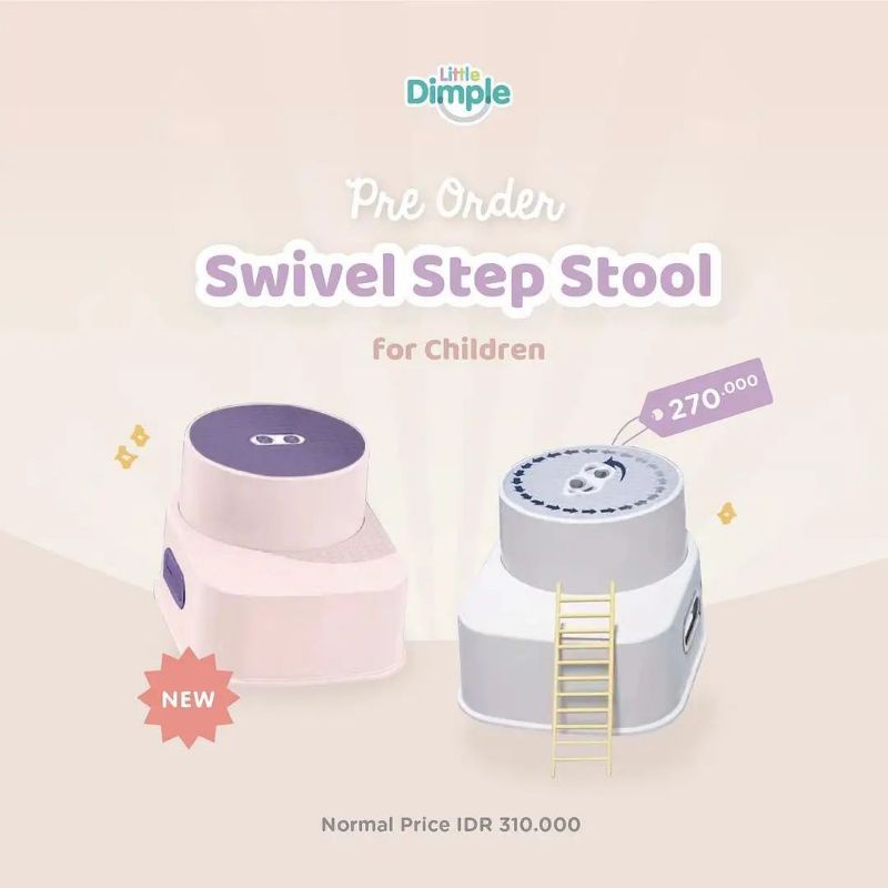 Ready Little Dimple Swivel Step Stool / Tatakan Tangga Berdiri anak