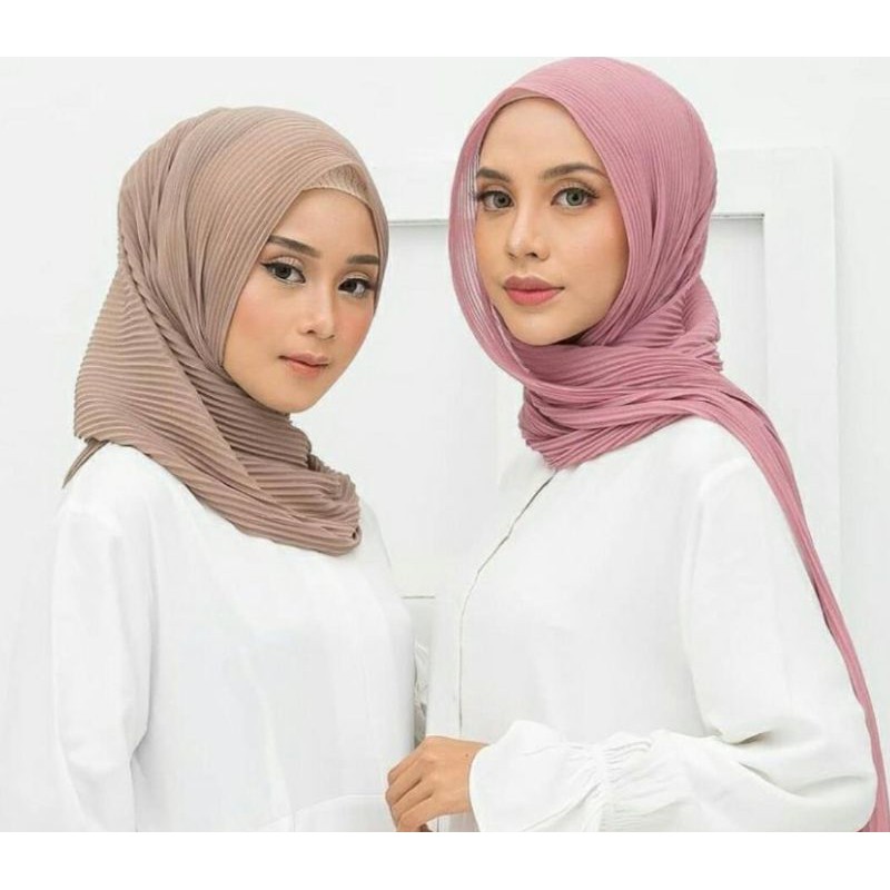 FLASH SALE...!!! Hijab Ceruty Plisket Seri A / Pashmina Polos-7