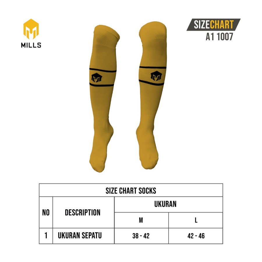 KAOS KAKI SEPAK BOLA / FUTSAL MILLS SOCCER SOCKS A1 1007 WHITE EDITION