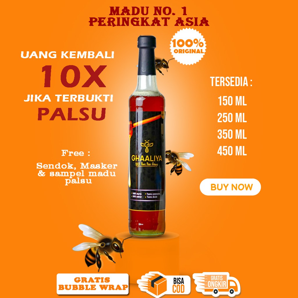 

Ghaaliya Madu Murni Full Nektar Bunga Akasia Carpa 100% Original Alami Tanpa Bahan Pengawet 450ml