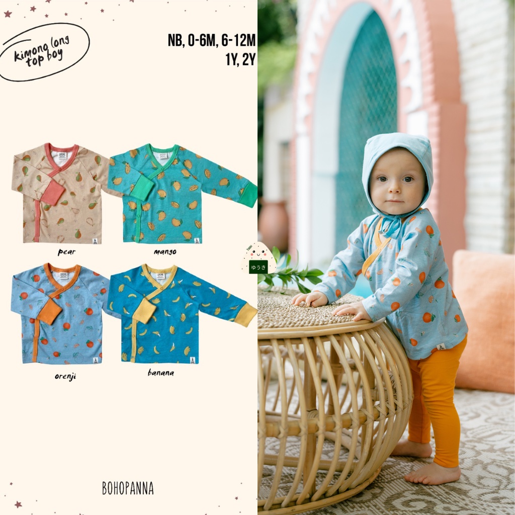 Bohopanna - Kimono Long Top Tutti Frutti / Atasan Bayi Anak Unisex