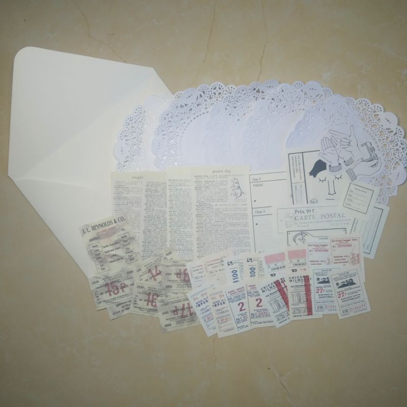 

[Vistuff.id] READY STOCK B&W ephemera journaling kit journal kit penpal kit memo kit vintage