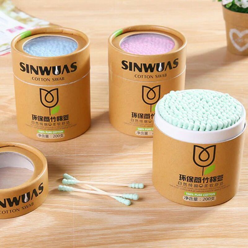 MacRoupta Cotton Buds Bambu Pembersih Telinga Korek Kuping 200 Pcs - 0029 - Green