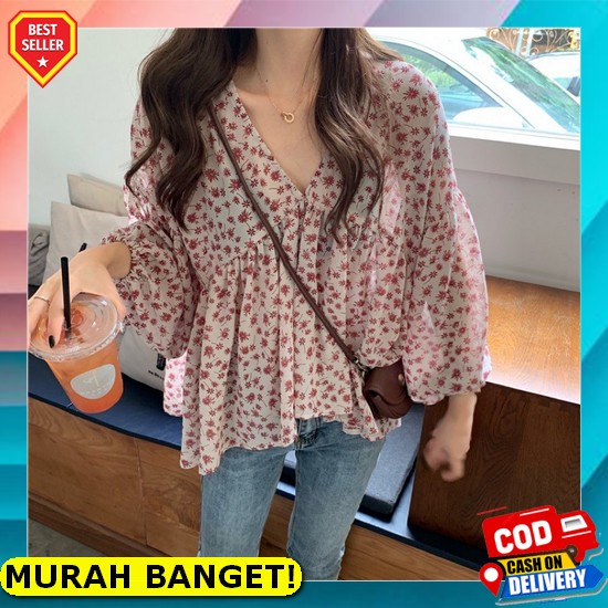 Yoora Blus Wanita Jumbo Ld 120/Blouse Korean Style Fashion Muslim/Blouse Wanita Korea Terbaru 2021 [