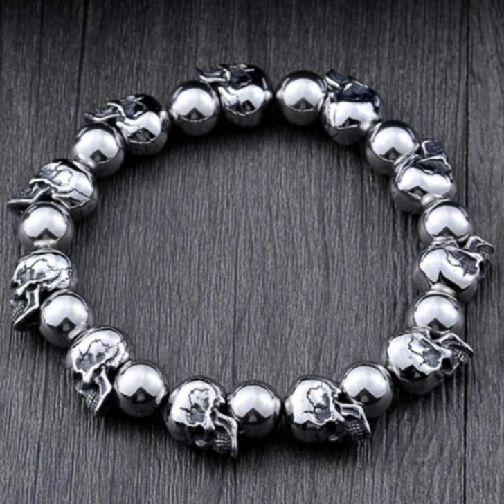 Men Stainless Steel High Quality Punk Skull Bracelet Personality Party Jewelry （The product shall prevail）