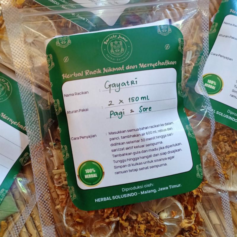 

JAMU LANGSING DAN FIT WANITA HERBAL RACIKAN KERING GAYATRI BARISTO JUMO 50 GR