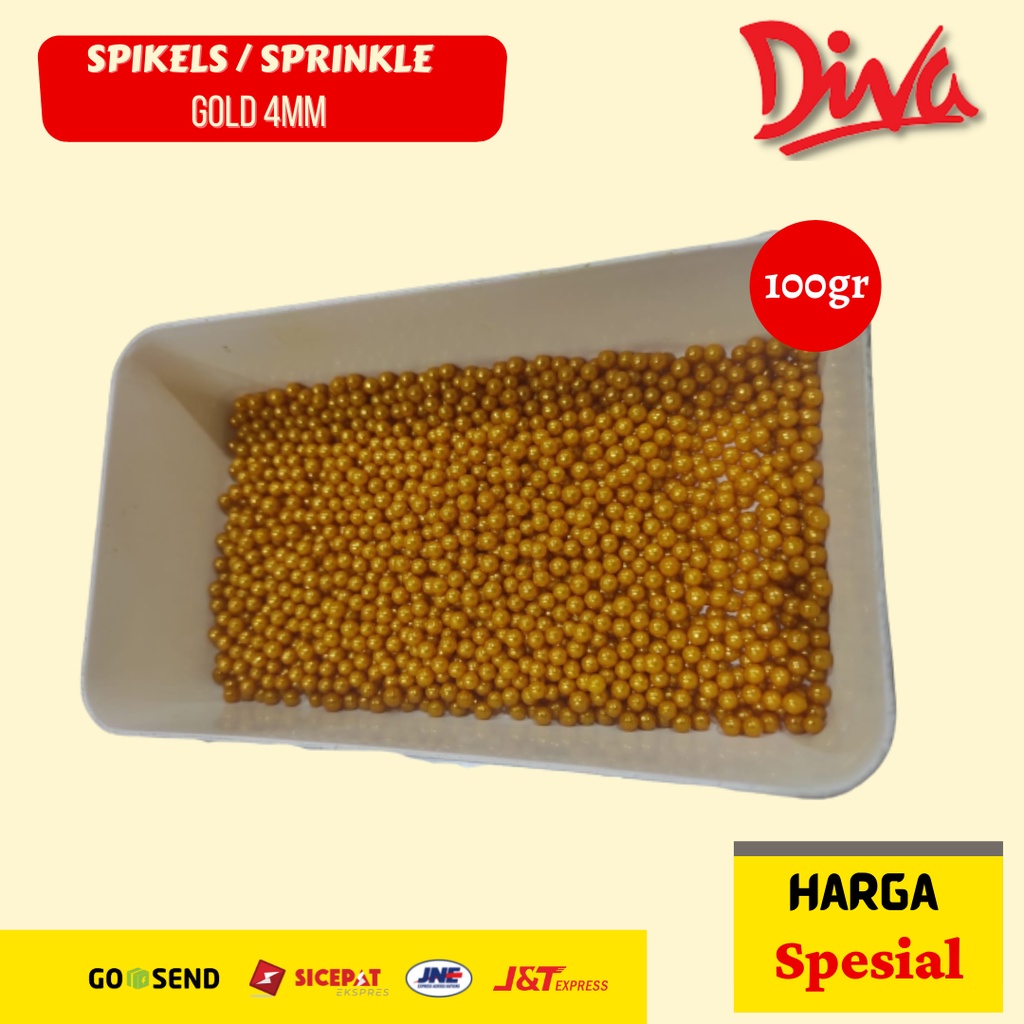 

[100gr] Spikel Gold 4mm / Sprinkel / Sprinkle Gold Besar