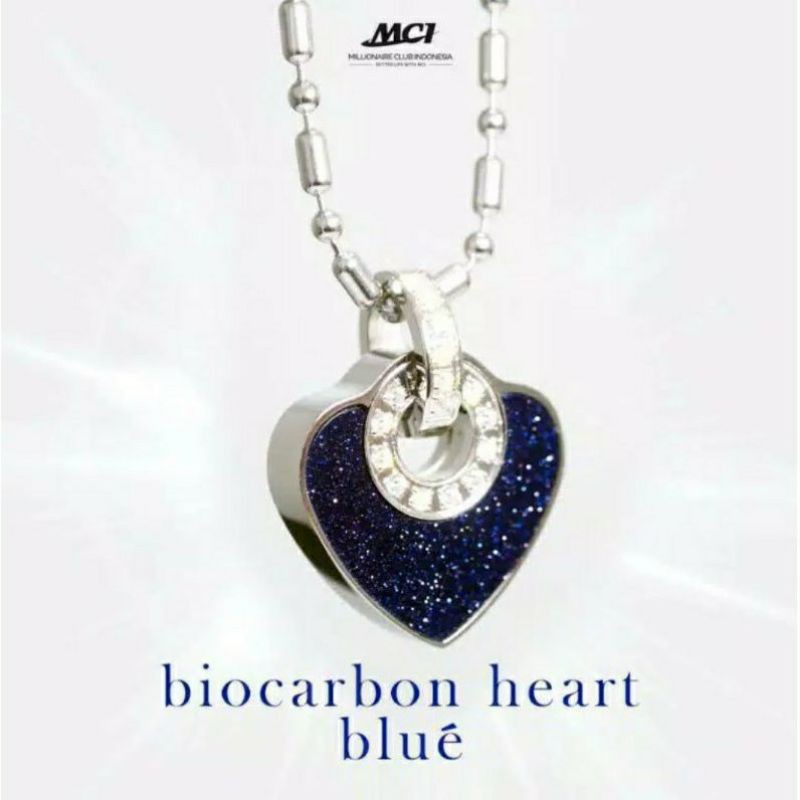 kalung kesehatan pendant MCI Biocarbon Heart / Heard Red - Heart Blue