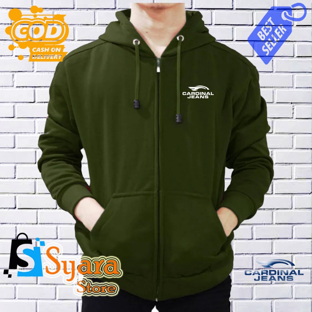 Syara Store / Jaket Resleting Cardinal Jeans Putih / Jaket Distro Sleting / Jaket Resleting / Jaket 
