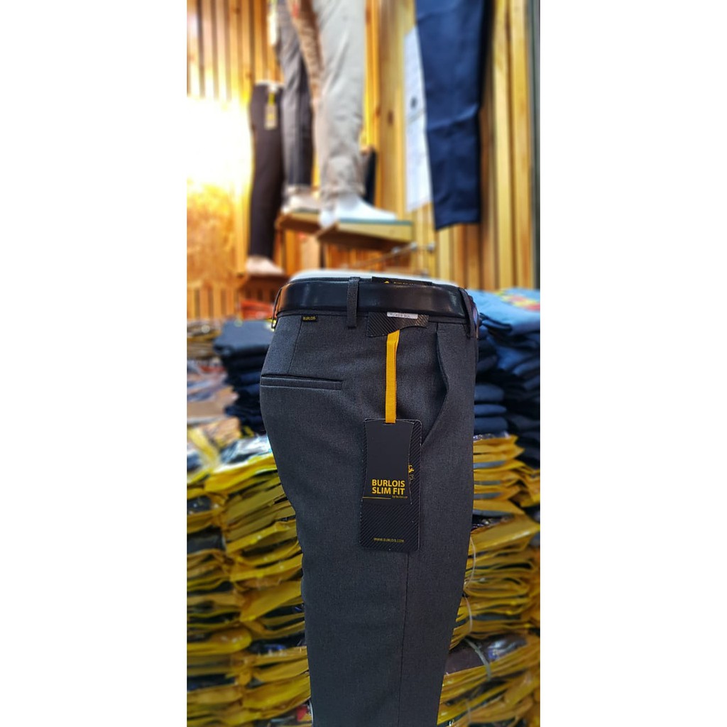 Burlois Store Original Celana Panjang Slimfit Kantoran Wool Dark Grey Black Grey Light Dark Navy