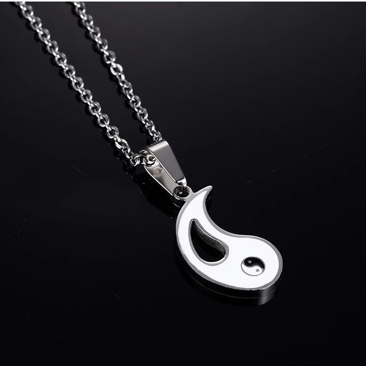 2Pcs/Set Tai Chi Yin Yang Pendant Necklace / Black White Alloy Taiji Charm Choker / Bagua Clavicle Chain Jewelry Accessories Gift