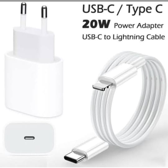 CHARGER ADAPTOR + KABEL DATA 20W USB TYPE C TO