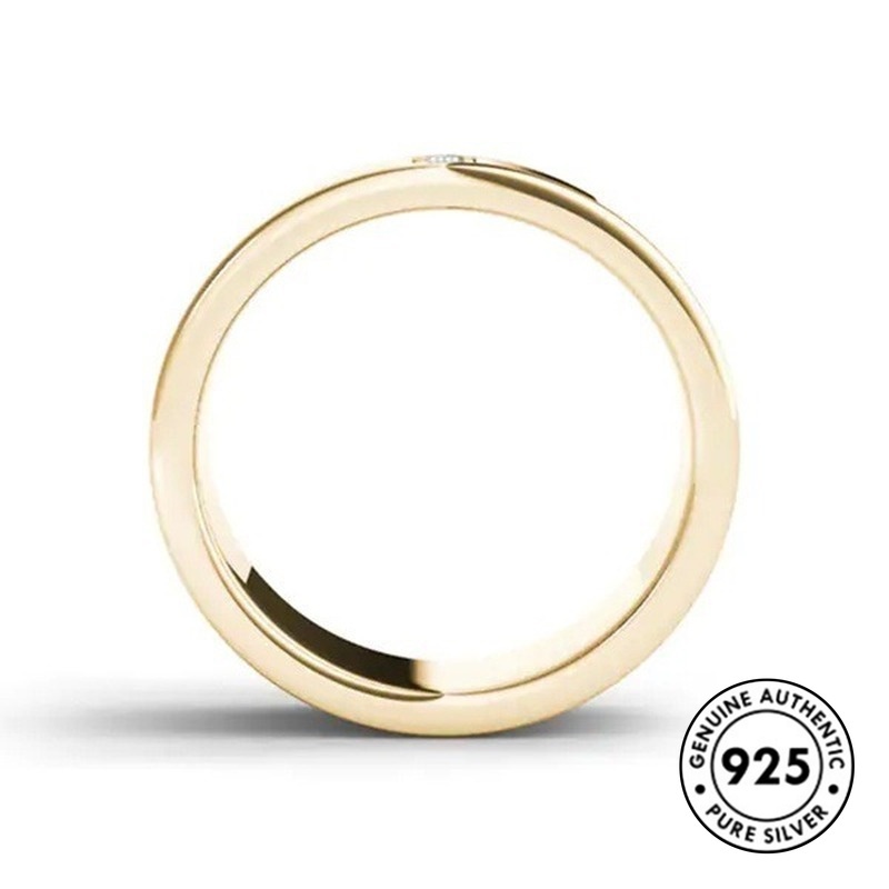 Cincin Berlian Bahan S925 Silver Plated Untuk Pasangan