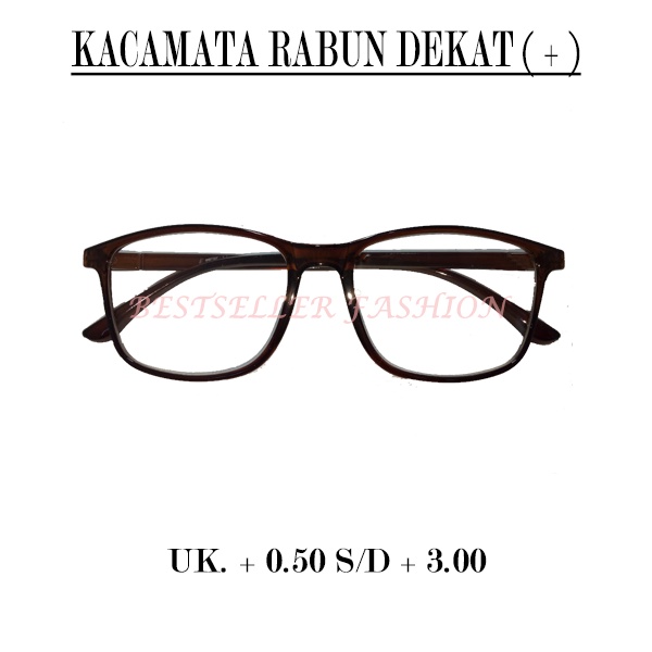 KACAMATA BACA LENSA FULL PLUS (+) +0.50 S/D +3.00 KACAMATA RABUN DEKAT PRIA WANITA FRAME COKLAT CLASIC TERBARU FREECASE