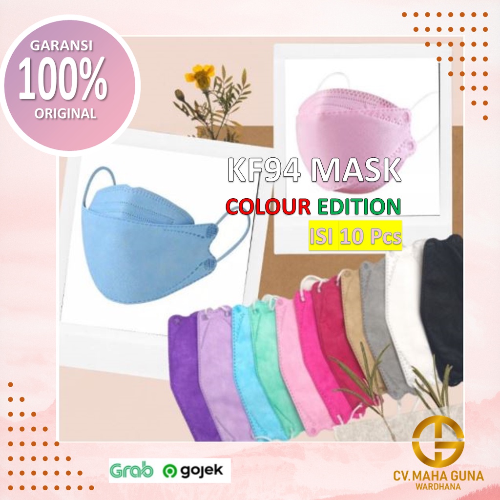 MASKER KF94 COLOUR EDITION 4 PLY WARNA ORANGE - BIRU MUDA - PINK - KUNING - GOLD