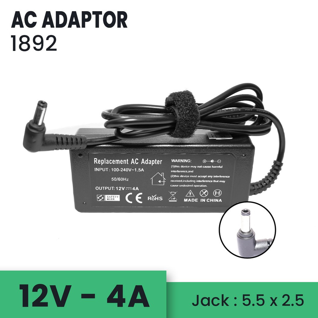 Adaptor Led monitor 12v 4a Dc 5.5x2.5mm 1892 - Adapter charger lcd universal