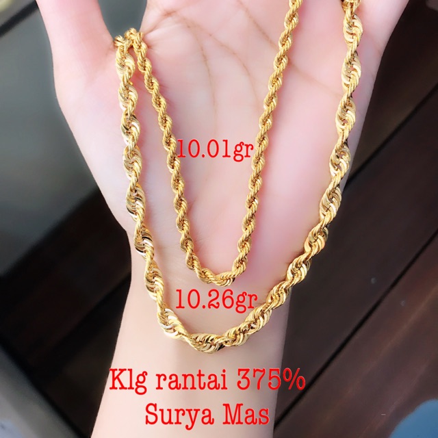Kalung rantai dewasa emas 375%