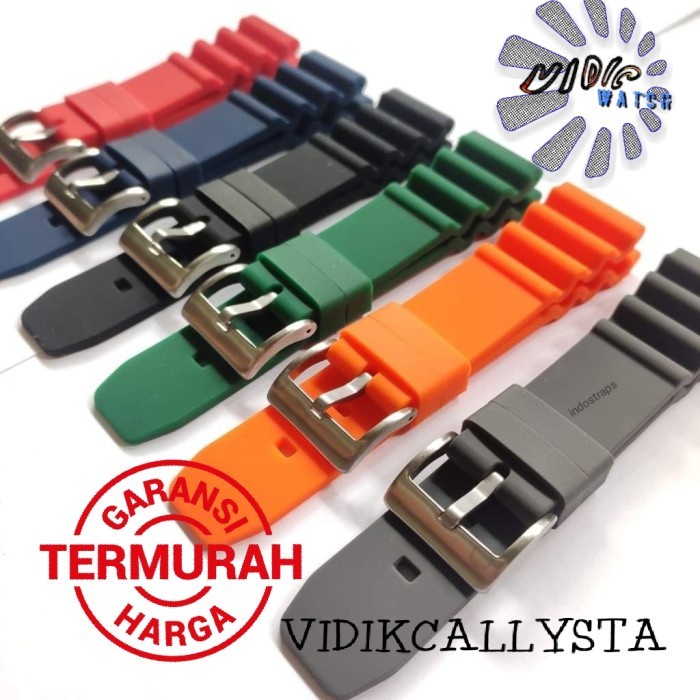 Tali karet jam tangan Silicone 20mm 22mm Rubber Strap Waterproof 20 22