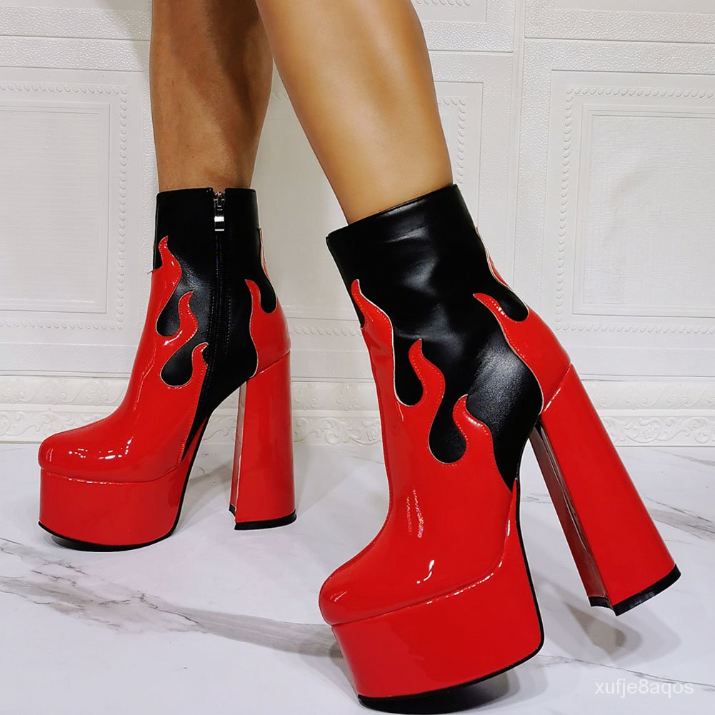 red platform ankle boots