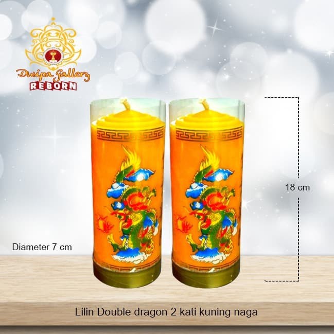 Lilin/Candle Puja Sembahyang Double Dragon 2 Kati Kuning Naga