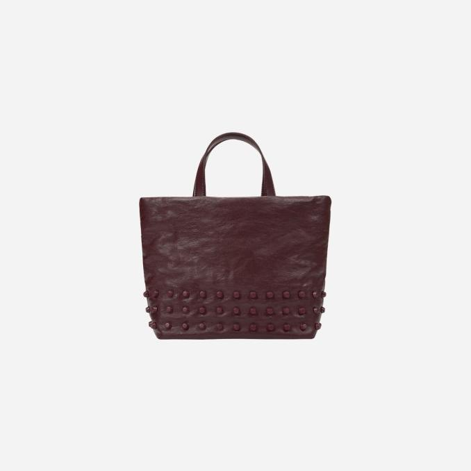 Kwani Stud Tote Bag Burgundy Small BAGUS