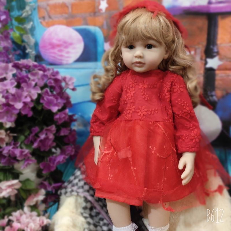 Ready Boneka Reborn Perempuan  Silikon 60 cm Rambut Lurus panjang