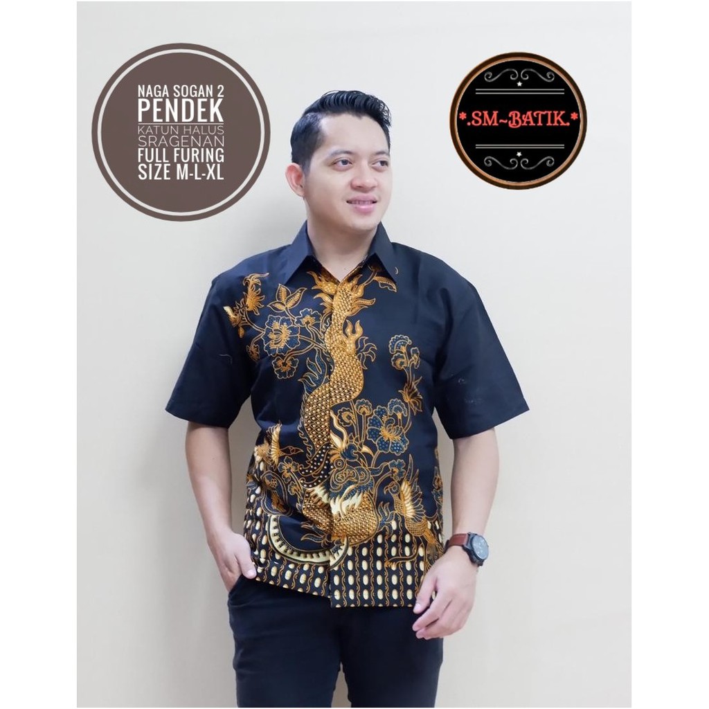 NAGA SOGAN 2 SM BATIKSOLOAMANAH KEMEJA BAJU BATIK PRIA SOLO LENGAN PENDEK PANJANG LAPIS FURING ATASAN BATIK PREMIUM MODERN KATUN HALUS PEKSI KUNING NARAYA IJO PEKSI WIBOWO LESMANA HITAM PARANG TRUNTUM COKLAT PANJI LESMONO ADIWANGSA GOLD PERMANA MERAH