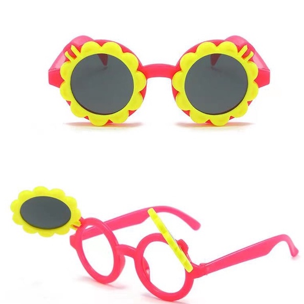 HC Kacamata Anak Fashion Kacamata Anak Motif Bunga Matahari Kacamata Hitam High Quality Kids Sunglasses Kaca Mata Murah Import-HC7540 ROSE KUNING