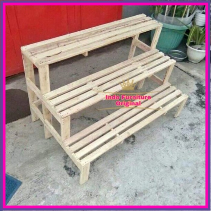 Rak bunga - tempat pot bunga - rak pot susun - rak kayu Kalimantan