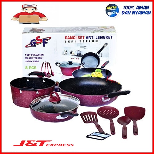 Panci Set Wajan Penggorengan Teflon Anti Lengket GSF G 2629 + Spatula