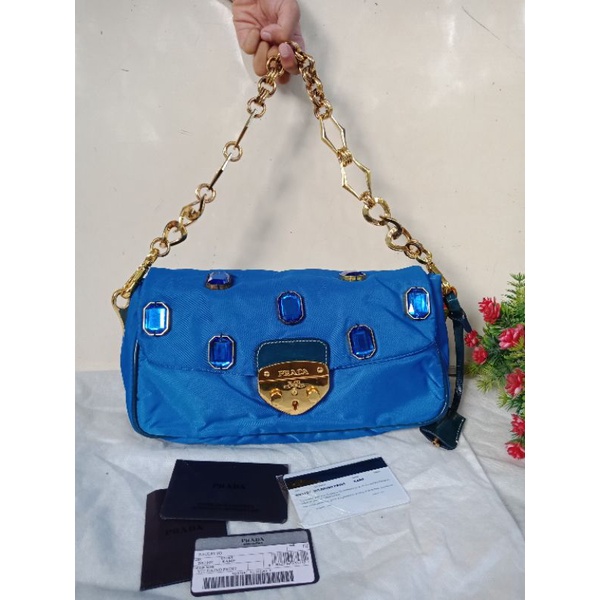 PRELOVED AUTHENTIC PRADA TESSUO PIETRE CHAIN SHOULDER, SUPER MEWAH,  PRADA ORIGINAL, PRADA MILANO,