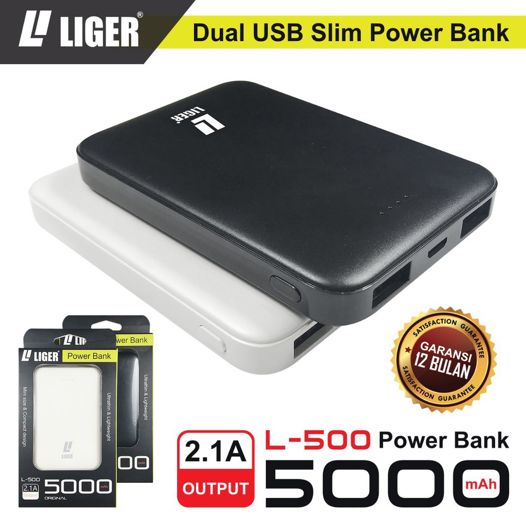 POWERBANK LIGER L-500 MINI SUPER SLIM FAST CHARGING - 5000 mAh