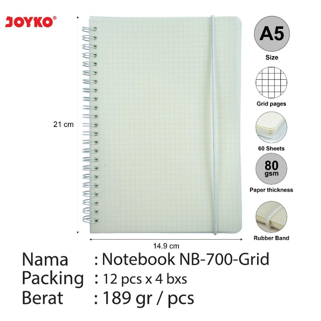 

buku note book joyko nb 700 grid kotak kotak a5 isi 60 lembar