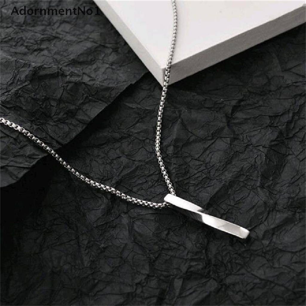 (AdornmentNo1) Kalung Rantai Dengan Liontin Persegi Panjang Bahan Stainless Steel Untuk Pria