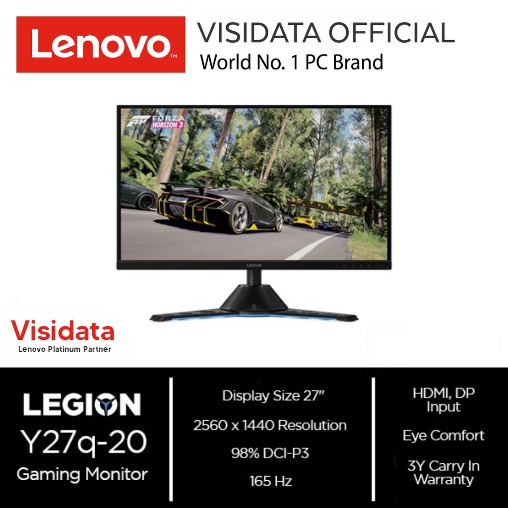 Lenovo Monitor Legion Y27q-20 WLED 27" IPS QHD 165 Hz Nvidia G-Sync